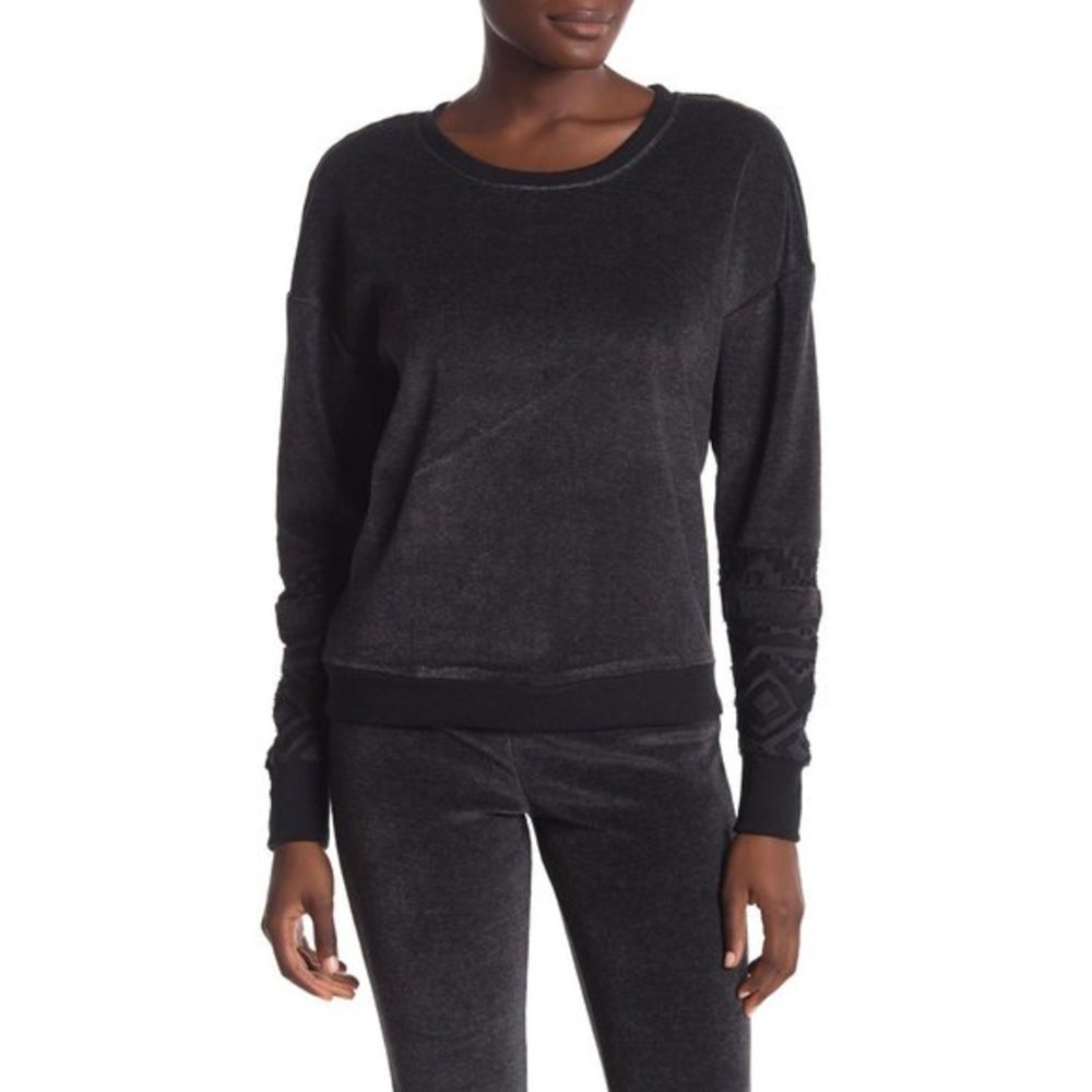 NWT Nordstrom Honeydew Geo Cuff Velour Sweatshirt